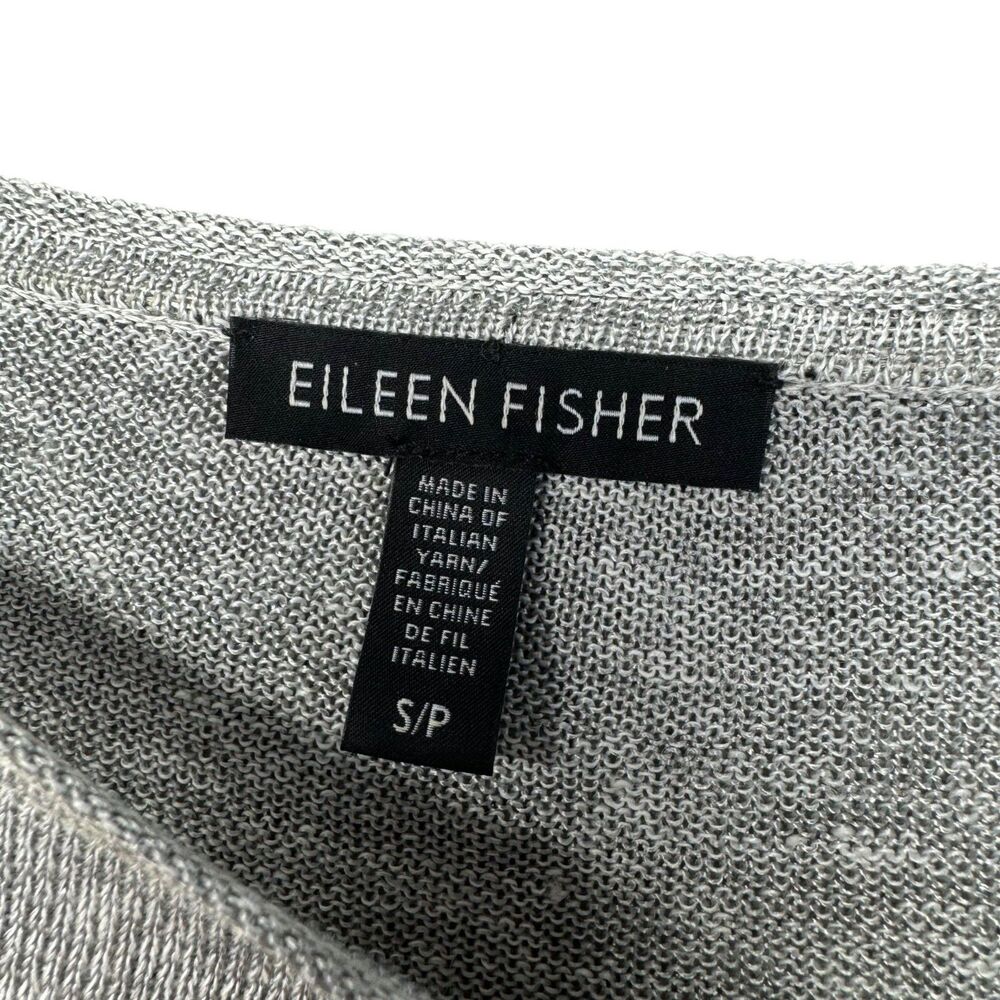 Eileen Fisher Blouse Womens Small Gray White Layered Lightweight Knit Sweater - Picture 3 of 13